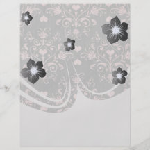 pretty pink romantic heart damask on vintage grey personalised flyer