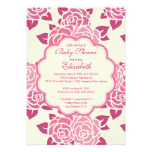 Pretty Pink Roses Spring Baby Shower Invitation