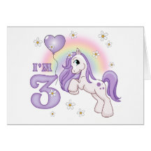 Pretty Pony 3rd Birthday Invitations Greeting Cards