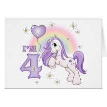 Pretty Pony 4th Birthday Invitations Greeting Cards