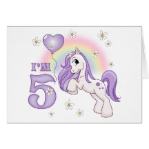 Pretty Pony 5th Birthday Invitations Greeting Card