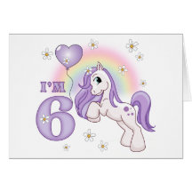 Pretty Pony 6th Birthday Invitations Cards