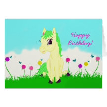 Pretty Pony Girl's Birthday Card