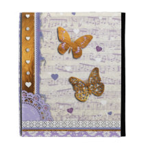 Pretty Purple & Gold butterflies & music collage iPad Folio Cover