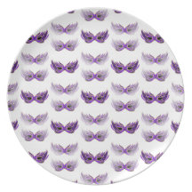 Pretty Purple Masquerade Masks Mardi Gras Party Plates
