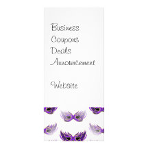 Pretty Purple Masquerade Masks Mardi Gras Personalised Rack Card
