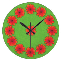 Pretty Red Daisies wall clocks