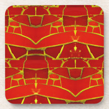 Pretty Red Mosaic Tiles Girly Pattern Drink Coaster