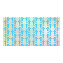 Pretty Seahorse Pattern. Blue and Pastel Multi. Photo Card Template