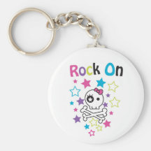 PRETTY  SKULL AND BOW ROCK ON KEYCHAIN