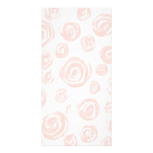 Pretty soft pink rose pattern on white. photo greeting card
