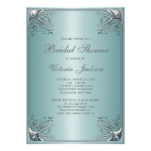 Pretty Teal Blue Bridal Shower Invitation