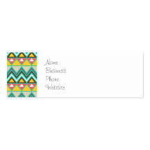 Pretty Turquoise Yellow Pink Native American Print Business Cards