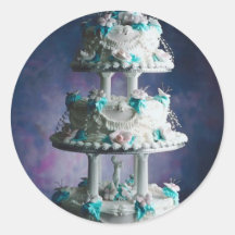Pretty Wedding Cake Design Round Stickers