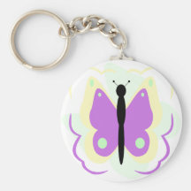 Pretty Yellow And Purple Butterfly Keychain