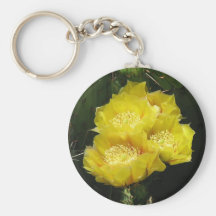 Prickly Pear Cactus Bloom Keychain