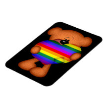 Pride Heart Teddy Bear Rectangle Magnets