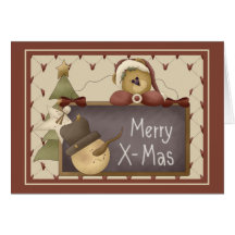 Prim Christmas Greeting Cards