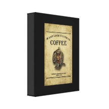 Prim Coffee Print, Old Coffee Sign Wrapped Canvas Gallery Wrap Canvas