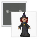 Prim Raggedy Witch Pinback Button