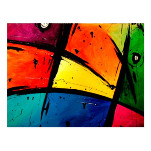 Primary Abstract Groovy Art Post Card