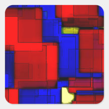 Primary Abstract Square Sticker