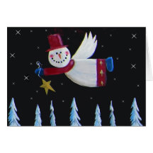 Primitive Christmas Snowman Angel Greeting Cards