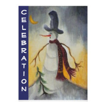 Primitive Folk Art Snowman Holiday Party Personalized Invitation