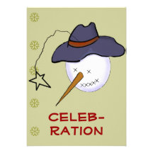 Primitive Folk Art Snowman Holiday Party Personalized Invitations