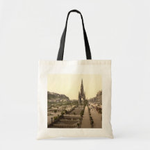 Princes Street, the Castle, and Scott Monument Tote Bags