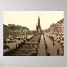 Princes Street, the Castle, and Scott Monument Print