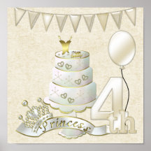 Princess 4th  Birthday Poster Print