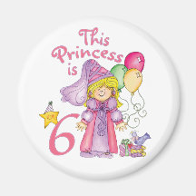 Princess 6th Birthday Fridge Magnet