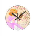 Princess and squirrel with blossom gift for kids wall clocks