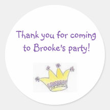 Princess Birthday Party Goody Bag Labels Round Sticker