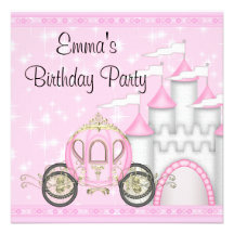 Princess Carriage Castle Girls Princess Birthday Personalised Invitations