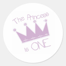 Princess Crown 1st Birthday Stickers