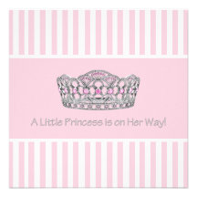 Princess Crown Pink White Baby Shower Invitation