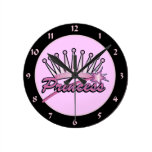 Princess Crown Round Wall Clocks