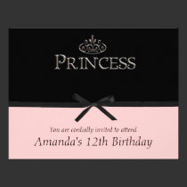 Princess Party Invitation in Black and Pink invitations