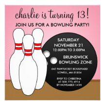 Princess Pink Let's Have a Ball Bowling Party Custom Invites