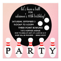 Princess Pink Pin Party Bowling Birthday Party Custom Announcements