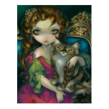 "Princess with a Maine Coon Cat" Postcard