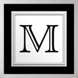 Printed Custom Monogram. Black and Pale Grey.