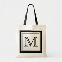 Printed Custom Monogram. Black and Pale Grey. Bag