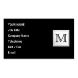 Printed Custom Monogram. Black and Pale Grey. Business Card Template