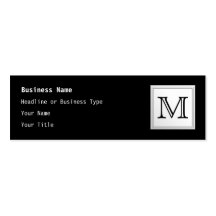 Printed Custom Monogram. Black and Pale Grey. Business Card