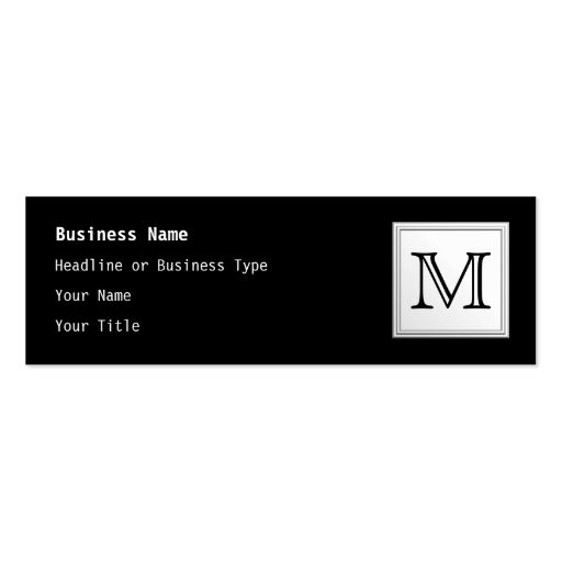 Printed Custom Monogram. Black and Pale Grey. Business Card