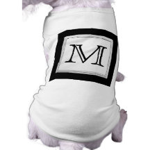 Printed Custom Monogram. Black and Pale Grey. Dog Tee