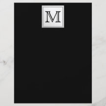 Printed Custom Monogram. Black and Pale Grey. Personalised Flyer